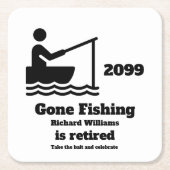 Retired Gone Fishing Modern Minimalist Retirement スクエアペーパーコースター (正面)