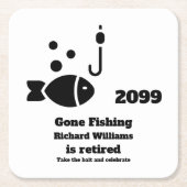 Retired Gone Fishing Modern Minimalist Retirement スクエアペーパーコースター (正面)