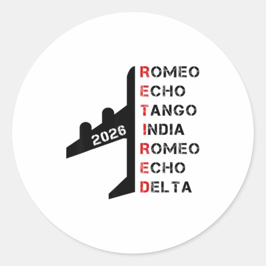 Retired Lot 2026 Phonetic Alphabet Retirement Gift ラウンドシール (正面)