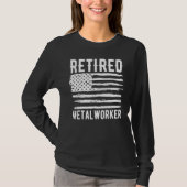 Retired Metalworker Profession American Flag Tシャツ (正面)