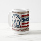 Retired Navy Veteran USA Flag Mug Gift コーヒーマグカップ (正面左)