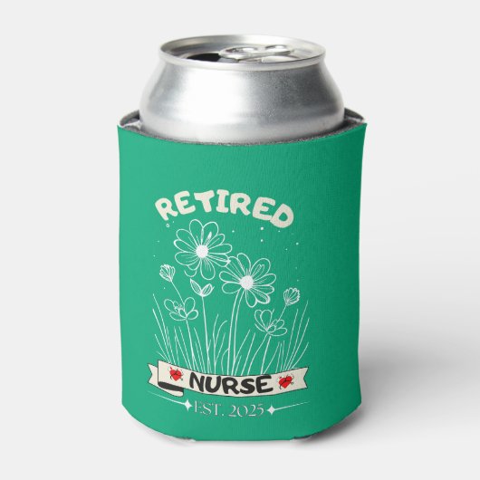 Retired Nurse RN EST. 2025 Nursing Retirement  缶クーラー (缶正面)