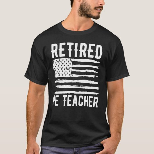 Retired PE Teacher Profession American Flag Tシャツ (正面)