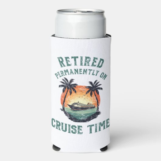 Retired Permanently On Cruise Time Retro スリム缶クーラー (Seltzer正面)