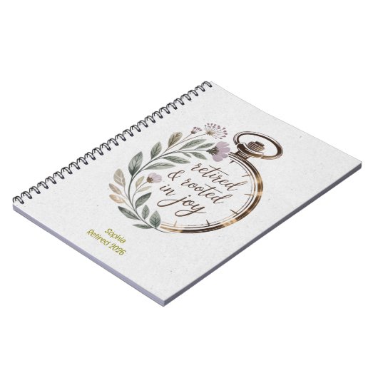 Retired & Rooted in Joy Personalized Name Year ノートブック (左側)