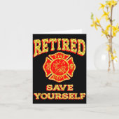 Retired Save Yourself Funny Fireman Retirement Vin カード (黄色い花)