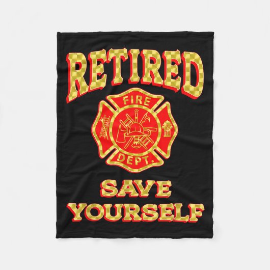 Retired Save Yourself Funny Fireman Retirement Vin フリースブランケット (正面)