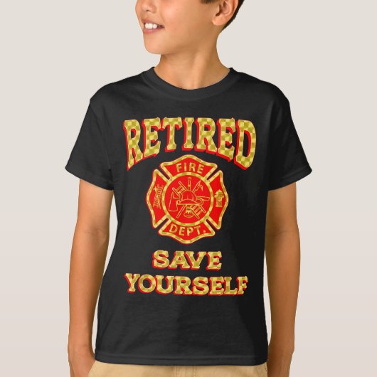 Retired Save Yourself Funny Fireman Retirement Vin Tシャツ (正面)