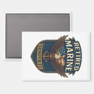 Retired Semper Fi Marine over eagle & flag マグネット