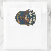 Retired Semper Fi Marine over eagle & flag 長方形シール (バッグ)