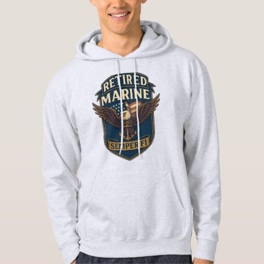 Retired Semper Fi Marine over eagle & flag hoodie パーカ (正面)