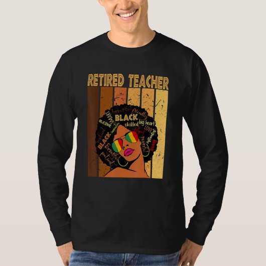 Retired Teacher Afro African American Black Histor Tシャツ (正面)