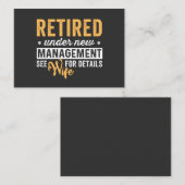 retired under new management see wife for details. 名刺 (正面/裏面)