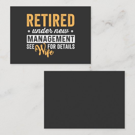 retired under new management see wife for details. 名刺 (正面/裏面)