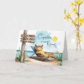 Retirementおめでとうリラックスキャットin Sun カード (黄色い花)