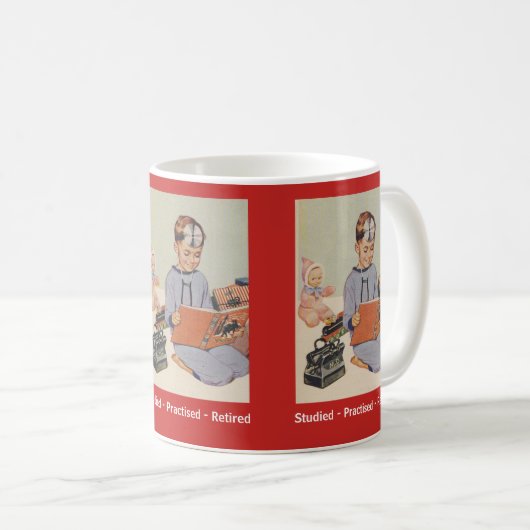 Retirement -おもしろいのレトロ博士 コーヒーマグカップ (正面右)