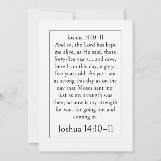 Retirement Bible Verse, Joshua 14:10-11, Scripture 招待状 (正面)