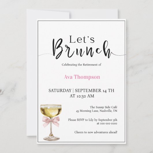Retirement Brunch Invitation • Champagne Farewell 招待状 (正面)
