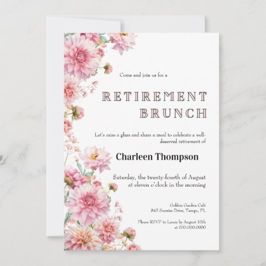 Retirement Brunch Invitation • Floral Farewell  招待状 (正面)