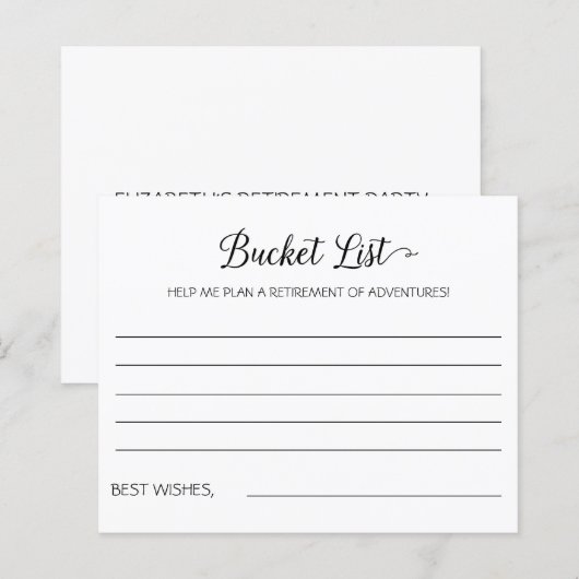 Retirement Bucket List & Adventures Advice (正面/裏面)