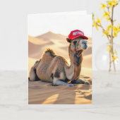 Retirement Camel Wearing a Red Cap カード (黄色い花)