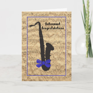 Retirement Card for Musician Notes and Sax カード