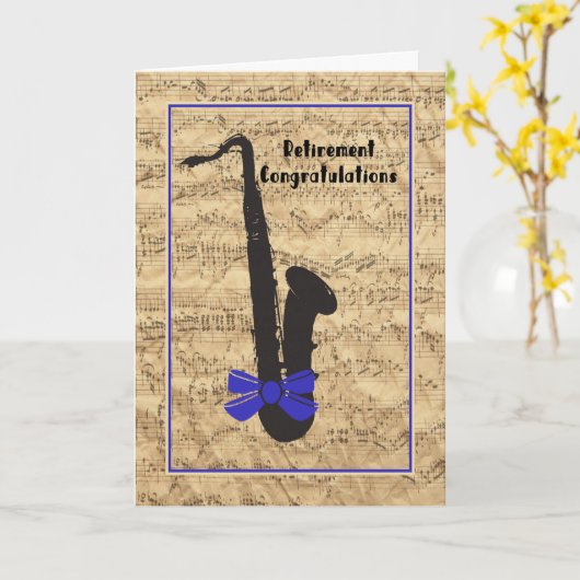 Retirement Card for Musician Notes and Sax カード (黄色い花)