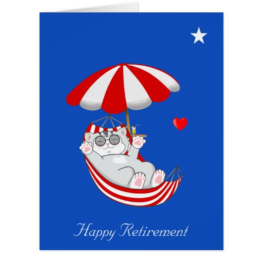 Retirement Cat in Hammock & Star on 王室の Blue (正面)