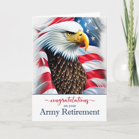 Retirement Congratulations Eagle and American Flag カード (正面)