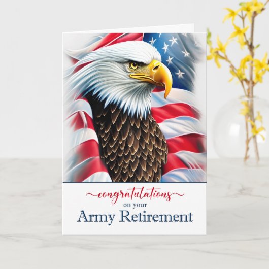 Retirement Congratulations Eagle and American Flag カード (黄色い花)