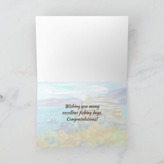 Retirement Congratulations Happy Fishing Days Lake カード (内部)