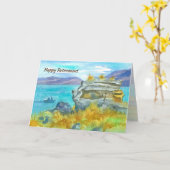 Retirement Congratulations Happy Fishing Days Lake カード (黄色い花)