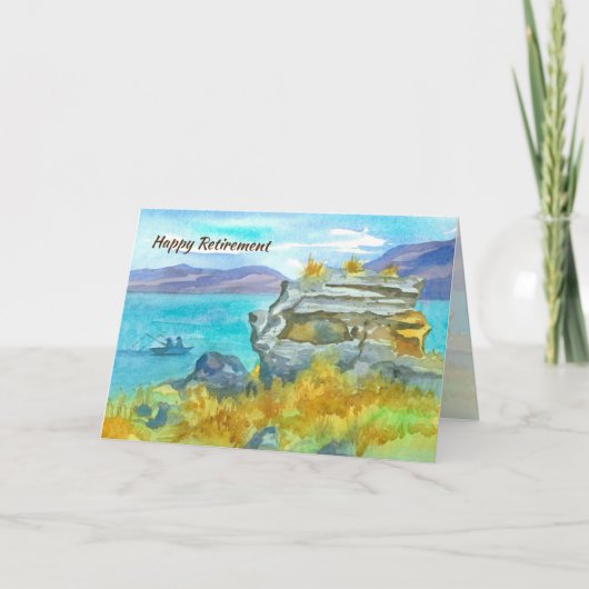Retirement Congratulations Happy Fishing Days Lake カード (正面)