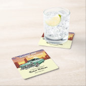 Retirement Cruising Classic Retro Car City Party スクエアペーパーコースター (インサイチュ)