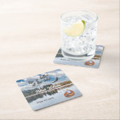 Retirement fishing at the lake watercolor スクエアペーパーコースター (インサイチュ)