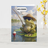 Retirement Frog Fishing on Lily Pad カード (黄色い花)
