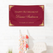 Retirement Gold Script Elegant Vintage Burgundy 横断幕 (インサイチュ)