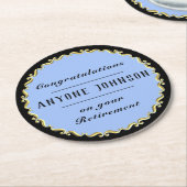 Retirement Gold-scroll Design personalize ラウンドペーパーコースター (アングル)