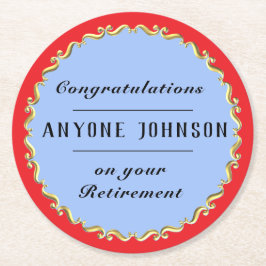 Retirement Gold-scroll Design personalize ラウンドペーパーコースター