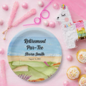 Retirement Golf Course by the Beach Invitation ペーパープレート (パーティー)