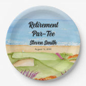 Retirement Golf Course by the Beach Invitation ペーパープレート (正面)