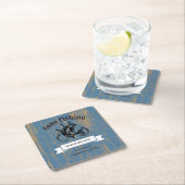 Retirement Gone Fishing Retired Rustic Wood スクエアペーパーコースター (インサイチュ)