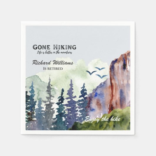 Retirement Gone Hiking Life is Better Mountains スタンダードカクテルナプキン (正面)