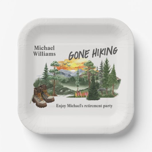 Retirement Gone Hiking to the Mountains Sunrise    ペーパープレート (正面)