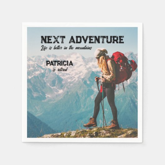 Retirement Hiking Next Adventure Life is better  スタンダードカクテルナプキン (正面)