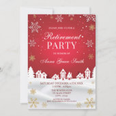 Retirement Holiday Party Red Winter  Invitation 招待状 (正面)