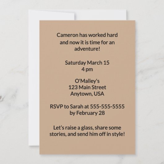 Retirement is going to be Monumental 招待状 (裏面)