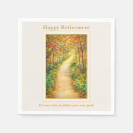 Retirement Napkin | Autumn Path Countryside Scene スタンダードカクテルナプキン