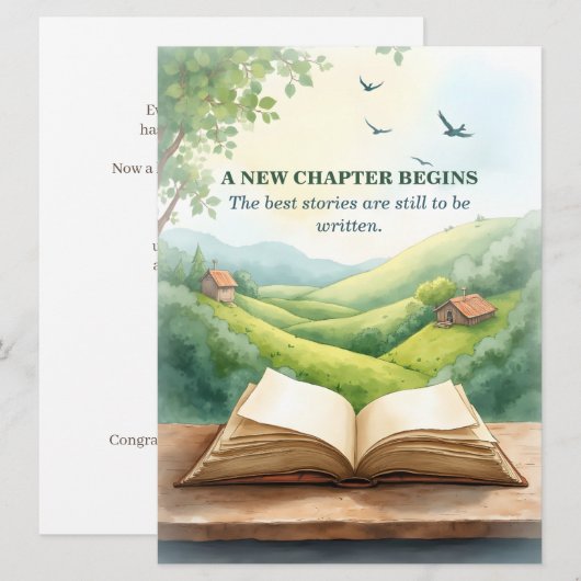 Retirement Open Book New Chapter Landscape Scene (正面/裏面)