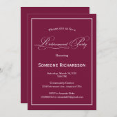 Retirement Party Announcement burgundy 招待状 (正面/裏面)